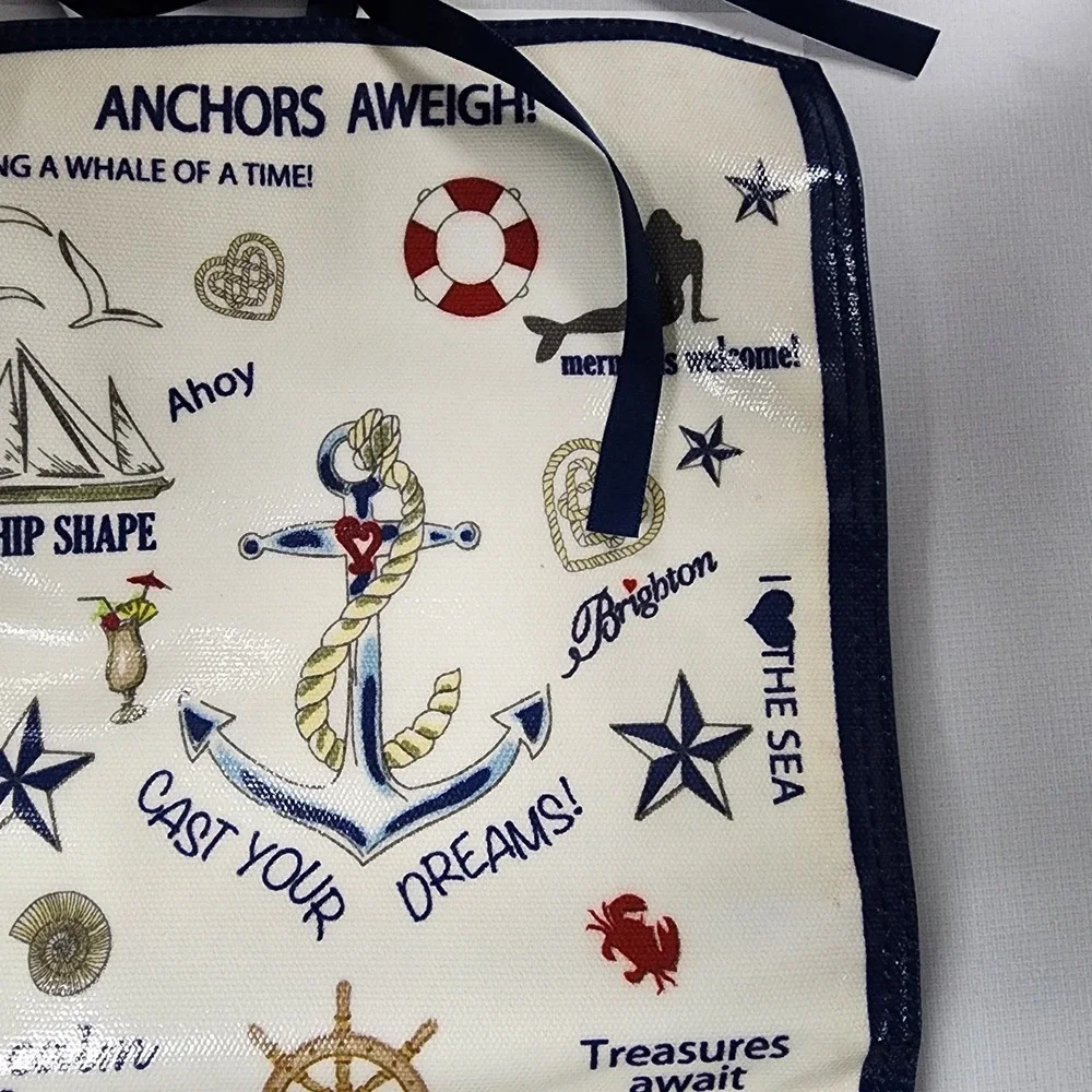 Brighton Nautical Travel Jewelry Roll Blue Velvet Lined Zippered Compartments